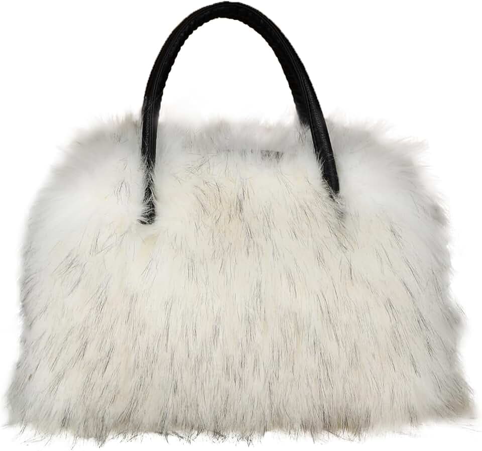 Women's Shoulder Handbags Faux Fur Tote Bag Fluffy Satchel Handbags for Women, Mom, Friend, Bridesmaids