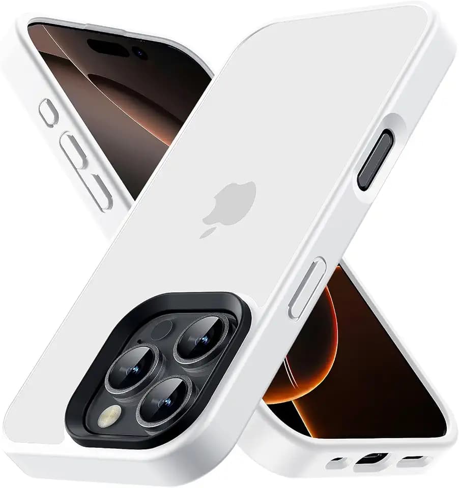 Yriklso for iPhone 16 Pro Max Phone Case, Shockproof for iPhone 16 Pro Max Case, Military Grade Drop Protection, Protective Hard Back Slim Translucent Cover, White