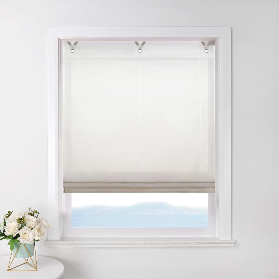 ESLIR Raffrollo ohne Bohren, Farbverlauf Gardinen, Braun BxH 80x130cm