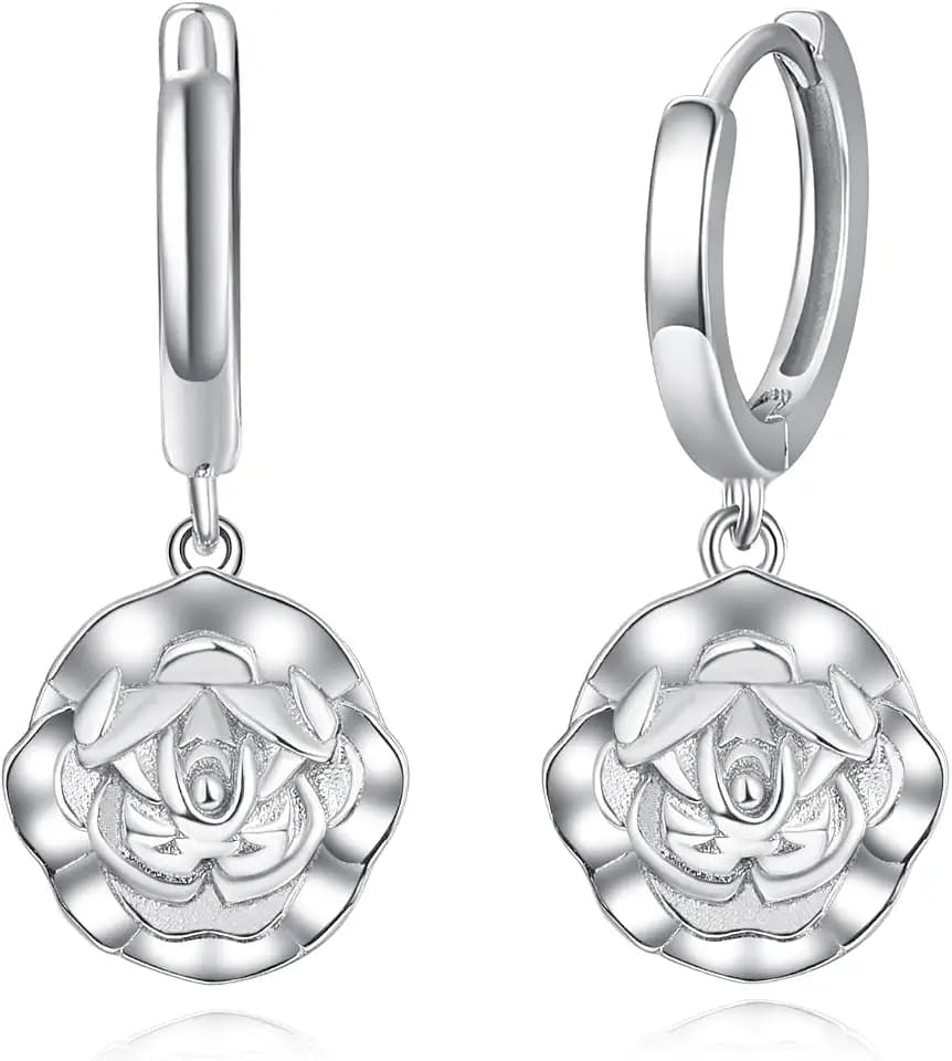 KINGWHYTE Flower Earrings 925 Sterling Silver Hoop Earrings Flower Jewelry Gifts for Women Mom