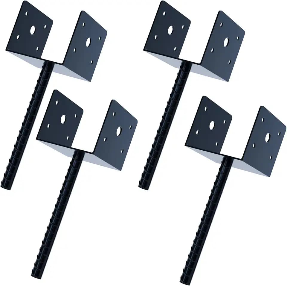 U Shape 6x6 in Wood Fence Concrete Anchor Spike Holder, 4 Pcs