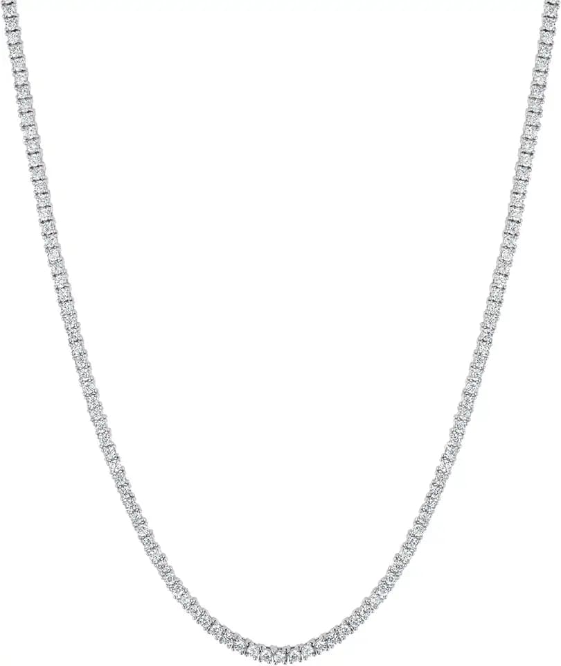 KISPER Tennis Necklaces for Women 14K White & Yellow Gold Plated CZ Choker