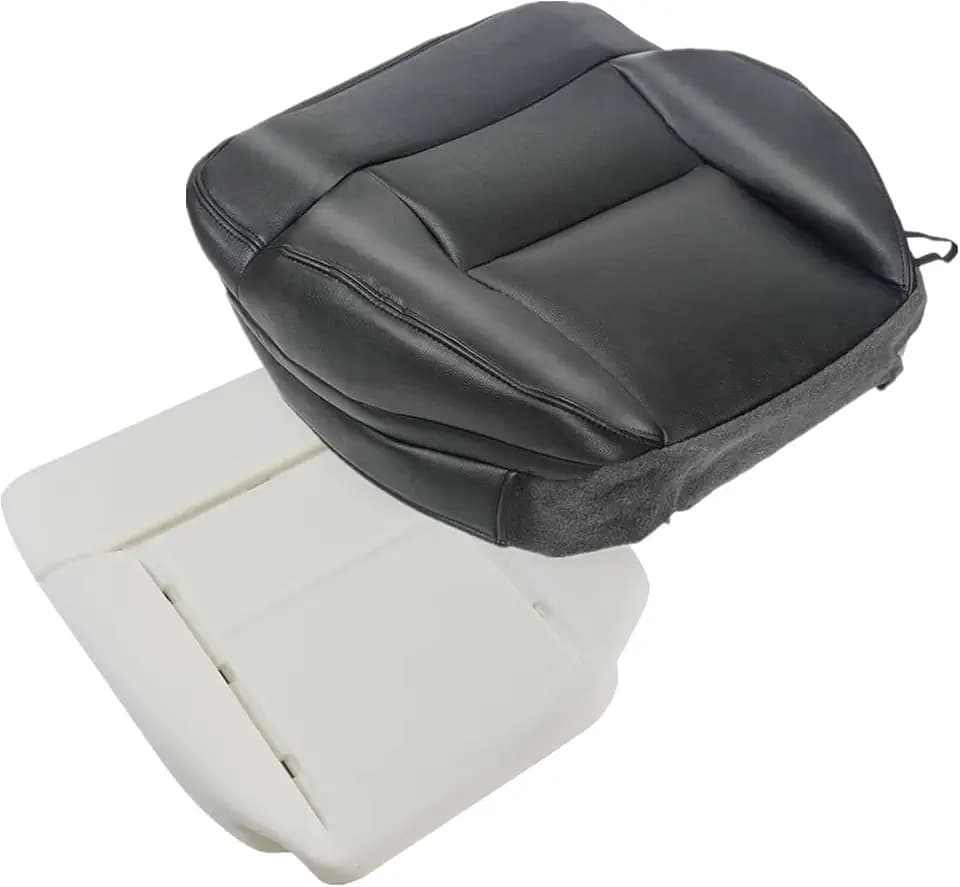 FZJDSD Black 2PCS Front Driver Bottom Microfiber Leather Replacement Seat Cover & Driver Seat Foam Cushion Compatible with Ford F150 Lariat 2004-2008