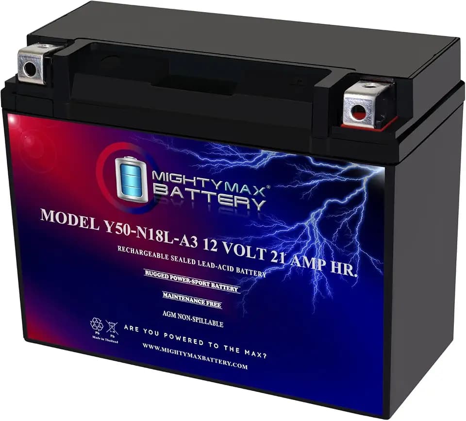 Mighty Max Battery Y50-N18L-A3-12 Volt 21 AH, 350 CCA, Rechargeable Maintenance Free SLA AGM Motorcycle Battery