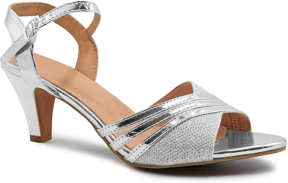 Damen Low Heel Party Sandalen Strappy Hochzeit Brautjungfer Schuhe Größe neu