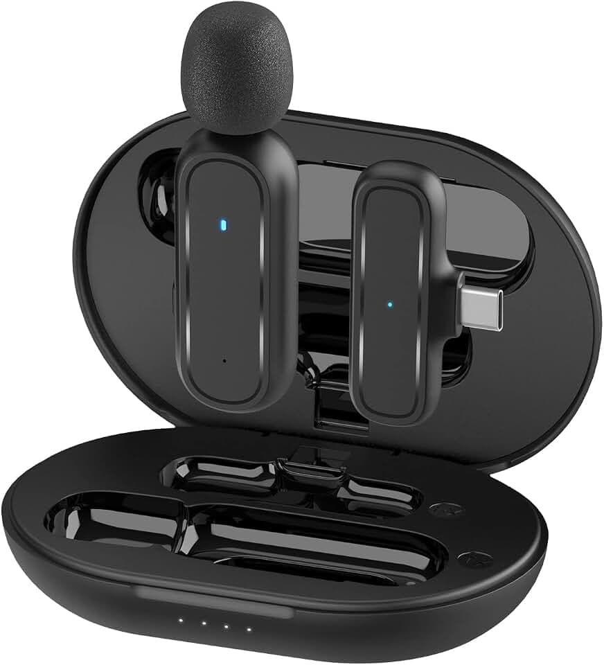 Handy Mikrofon Mini, Gimpro MC1(C) 2.4GHz 【TYPE-C】Lavalier Mikrofon mit 3 Modus Denoise und Ladekoffer für Andriod Phone Vlog Live-Streaming Youtube Tiktok,Drahtloses-Lavalier-Mikrofon-USB-Smartphone