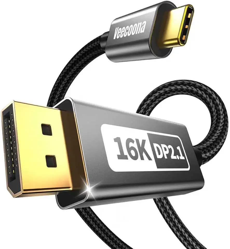 USB-C to DisplayPort 2.1 Cable 6.6FT | 16K@30Hz 8K@120Hz 4K@240Hz 40Gbps