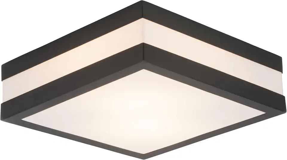 Lightbox Außen Deckenlampe IP44 - Deckenleuchte anthrazit 28,5 cm E27 exkl.