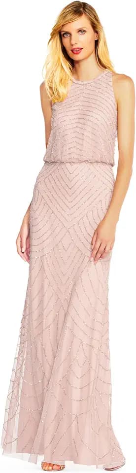 Adrianna Papell Women's Beaded Halter Long Dress