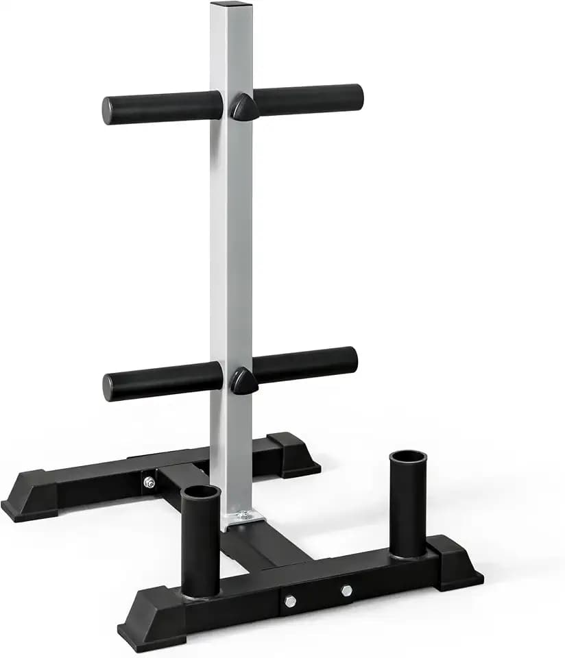 CAP Olympic Bumper Plate Tree Rack with Barbell Holders, Heavy-Duty Weight Plate Storage Rack for Home Gym, Steel Olympic Plate Organizer Stand, Multiple Color & Size Options