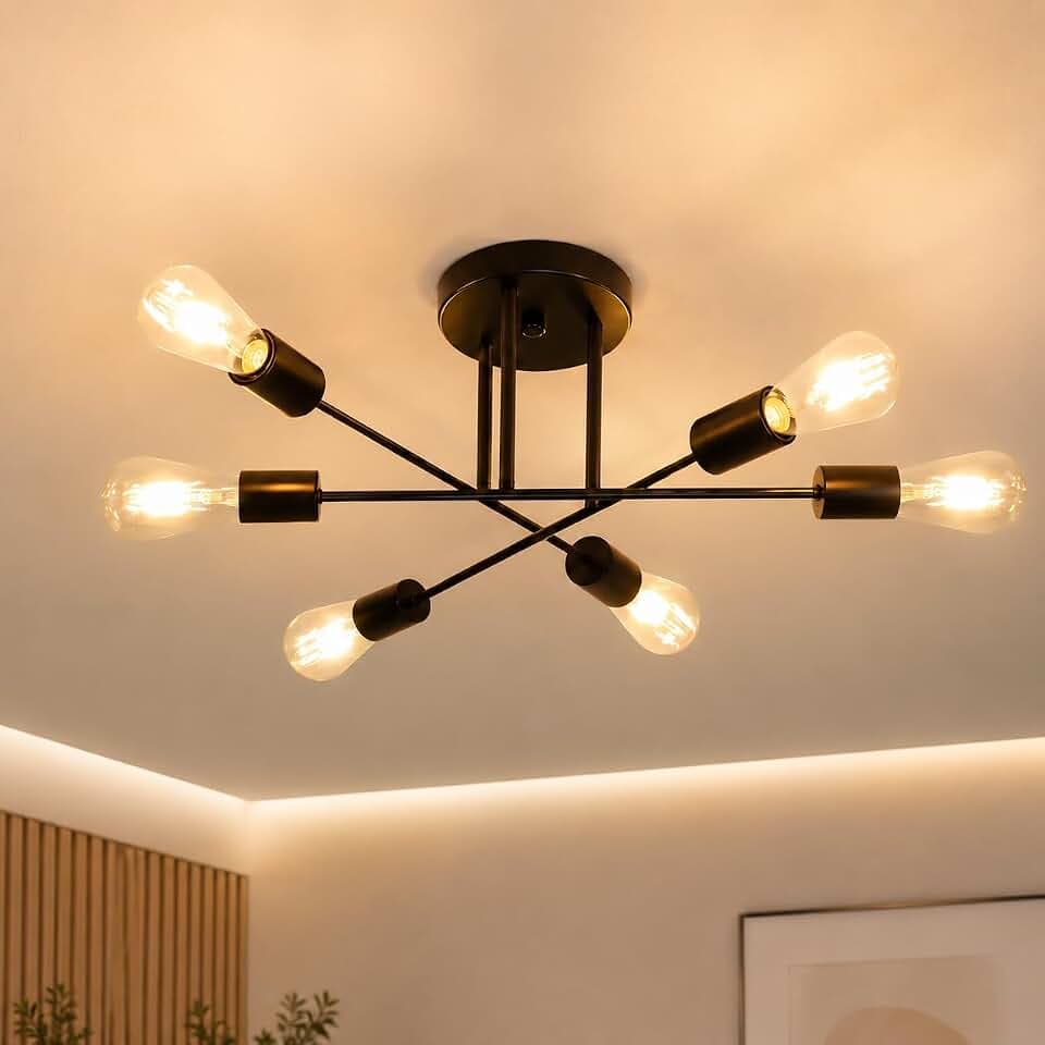 CBJKTX Deckenlampe Wohnzimmer Deckenleuchte Küchenlampe Vintage 6-Flammig