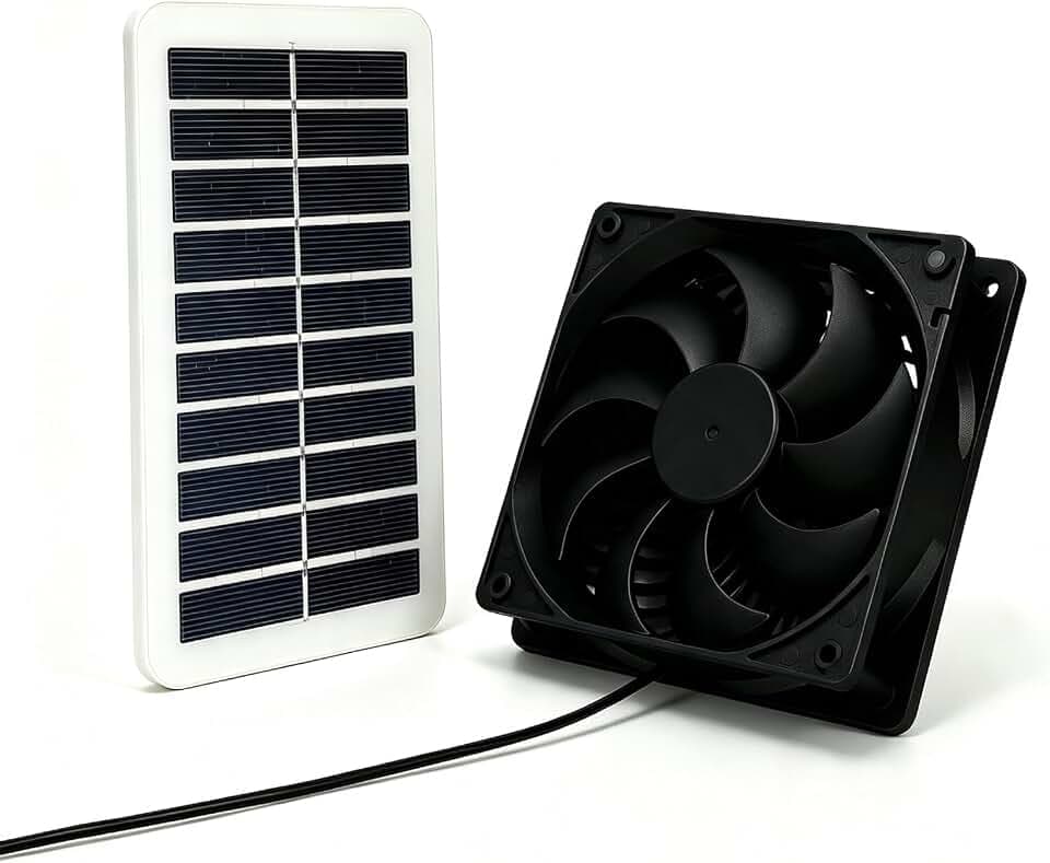 Abgabventilator für Solarstrompanel, 6,3 x 3,7 x 0,2 Zoll Abluftventilator 3 W energiesparend Geruchsbeseitigung tragbar solarbetrieben Für Küchen, Gewächshäuser, Tierunterkünfte, Hühnerställe