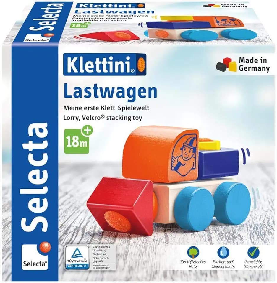 Selecta 62080 Klettini, Lastwagen, Klett-Stapelspielzeug, 6 Teile
