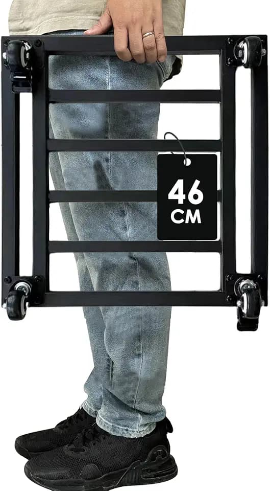 46 cm Metall Pflanzenroller, Rollbrett Pflanzen Tragkraft 200kg, Blumenroller Quadratisch mit 360°Drehbare Rädern,Gefäßroller Schwarz für Große Pflanzgefäße im Innen und Außenbereich,1 Stück