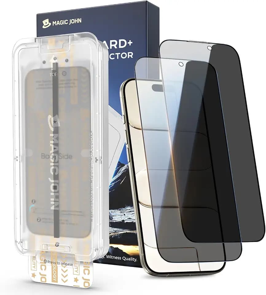 MAGIC JOHN 3rd Gen Upgraded for iPhone Air Privacy Screen Protector 6.5 Inch,25°Anti-Spy Screen,Shockproof Tempered Glass,Auto Dust-Removal,Bubble Free,Easy Installation,Daily Drop Protection,2 Pack