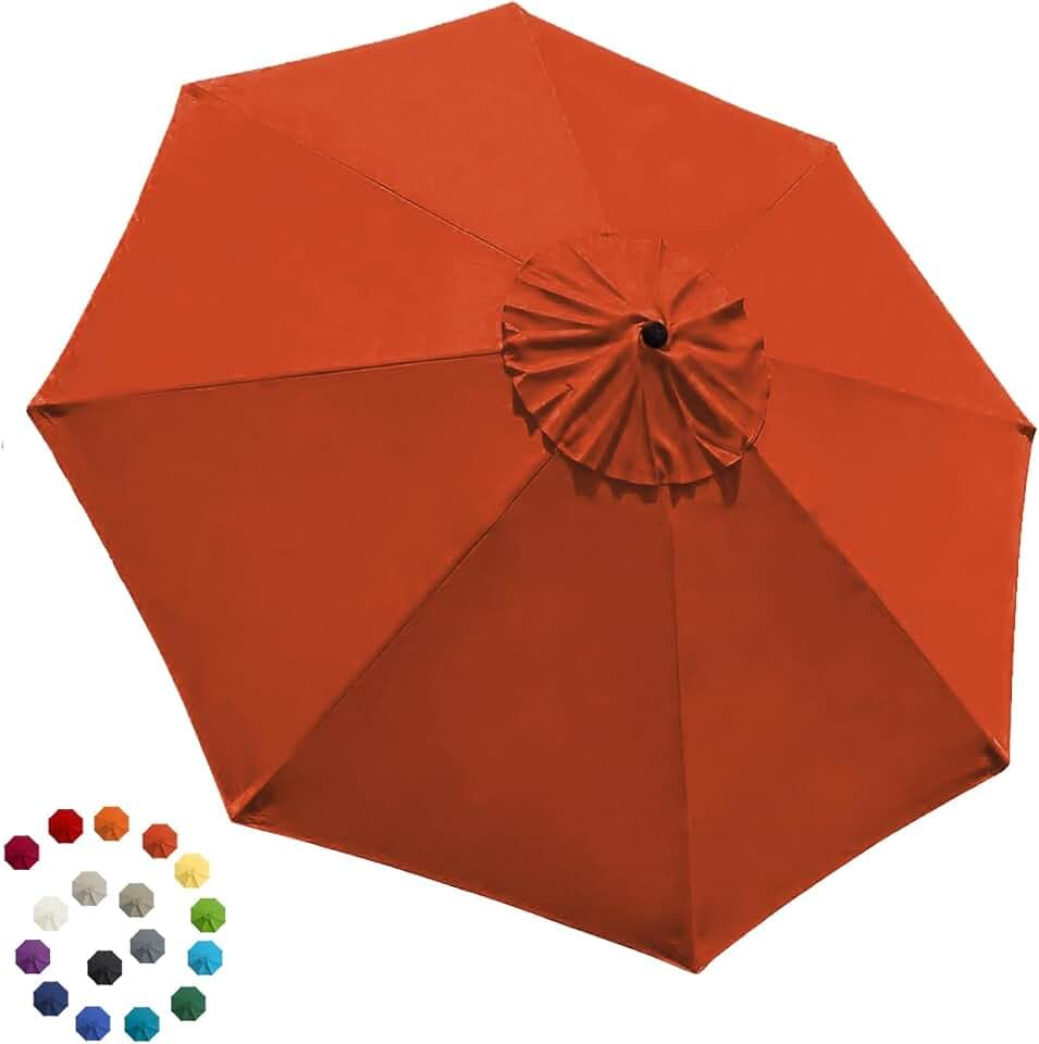 EliteShade USA 9FT Patio Umbrella Replacement Covers 8 Ribs Market Umbrella Canopy Cover (CANOPY ONLY) (Rust)