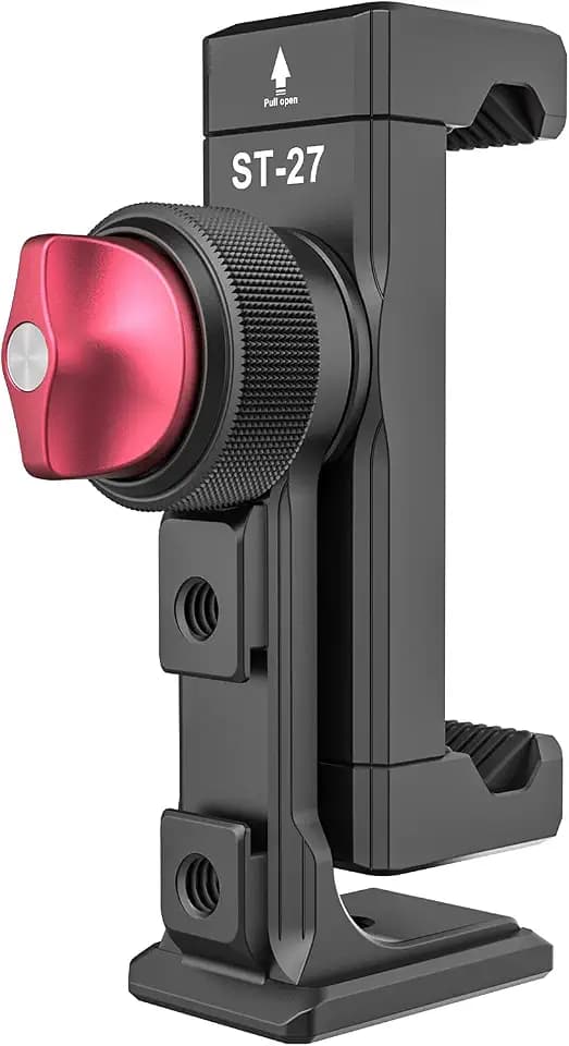 Metal Phone Tripod Mount 3 Cold Shoes & Arca Port, 360° Smartphone Tripod