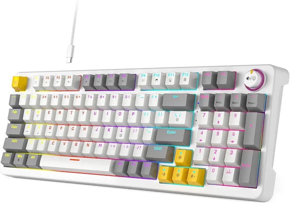 AK96 Red Switch Gaming Smart Mechanical Keyboard 96 Keys, White