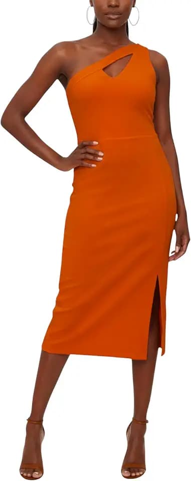 Rachel Rachel Roy Women's Lara One Shoulder Bodycon Midi Cocktail Party Dress