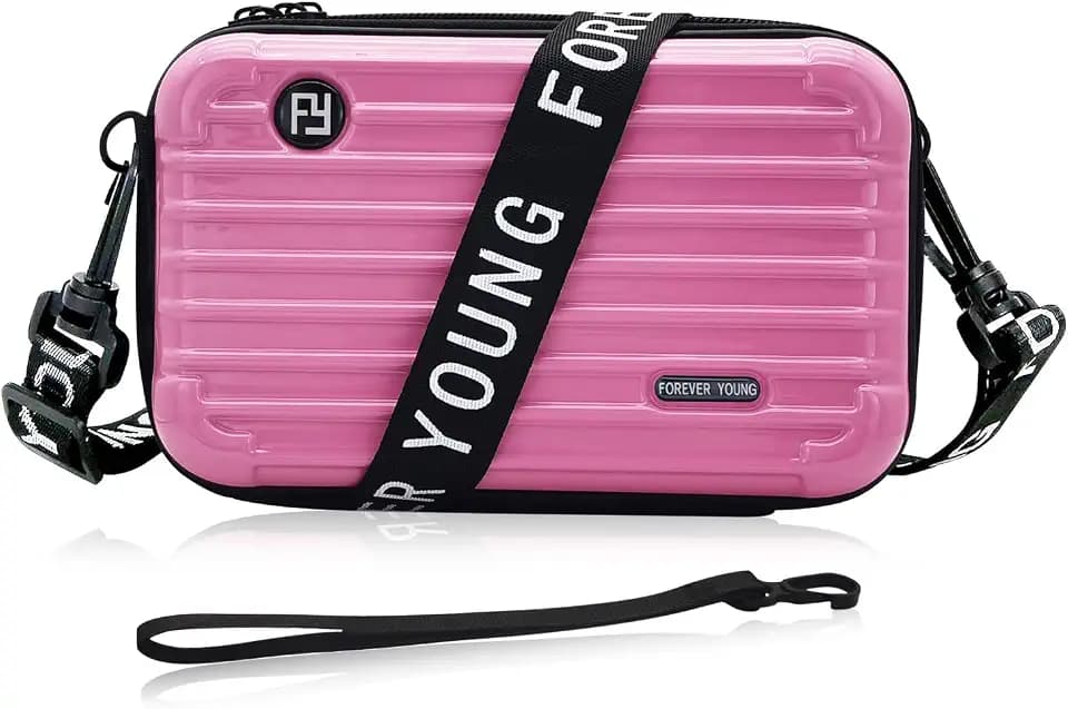Mini Suitcase Crossbody Bag, Plastic Mini Suitcase Bag Suitcase Purses Stylish Suitcase Cosmetic Bag with 2 Straps
