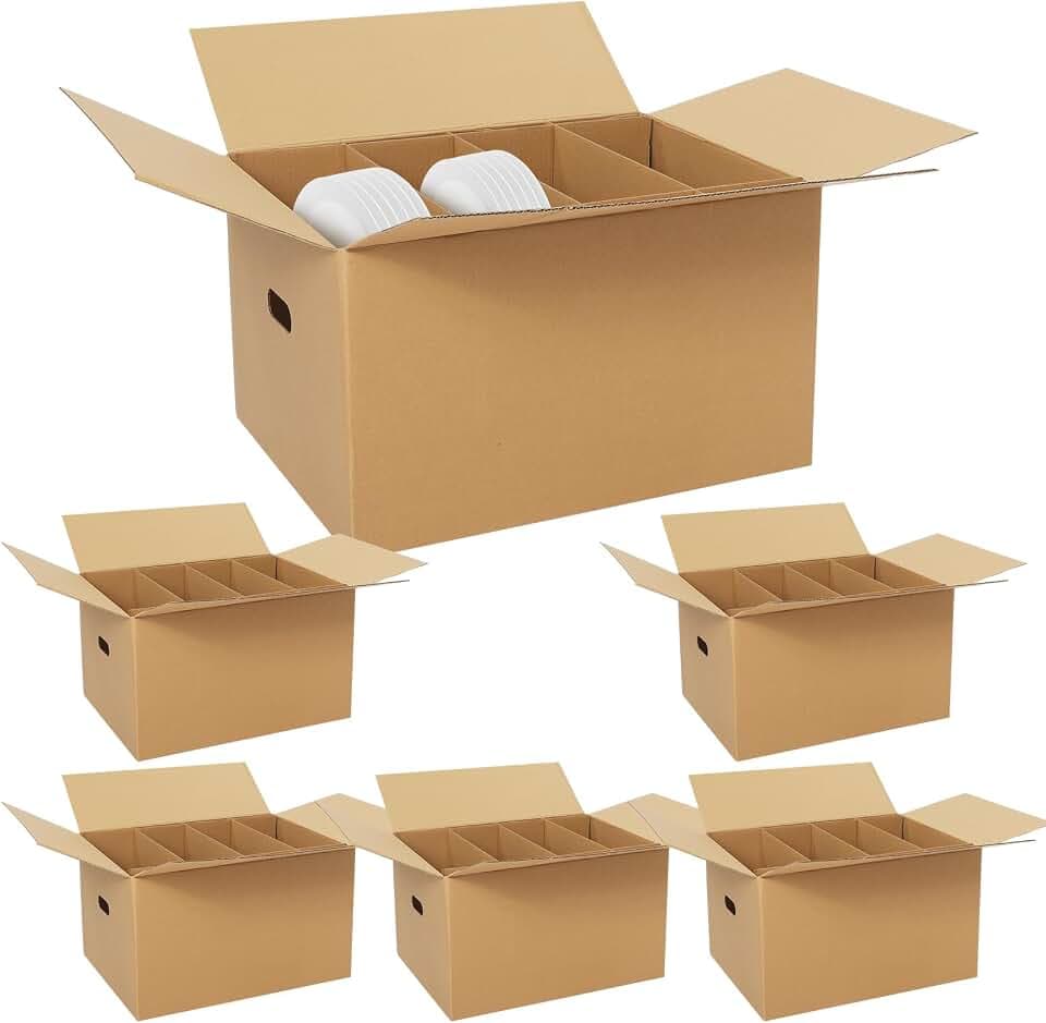 Fuyoooo 6 Sets Dish Packing Boxes for Moving, 20 x 15 x 12 Inches
