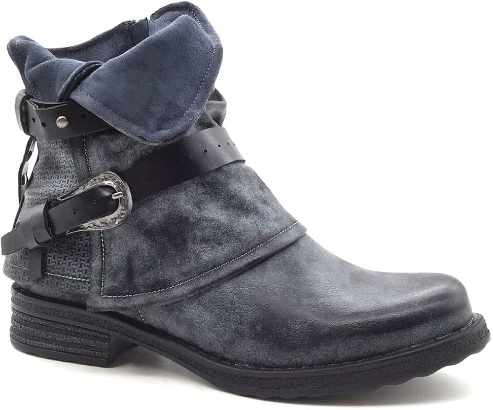 Angkorly - Modische Stiefelette für Motorradfahrer, Reiter, Damen, Schlangenleder, Riemen, Blockabsatz, 3 cm – innen gefüttert