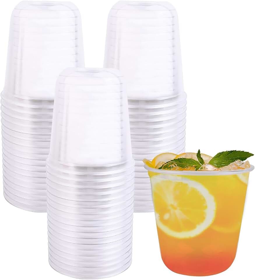 200 Pcs 12 oz Disposable Stemless Plastic Wine Glasses, Clear Plastic Cups
