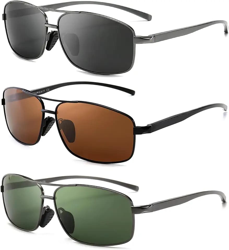 SUNGAIT Ultra Lightweight Rectangular Polarized Sunglasses Men UV400 Protection