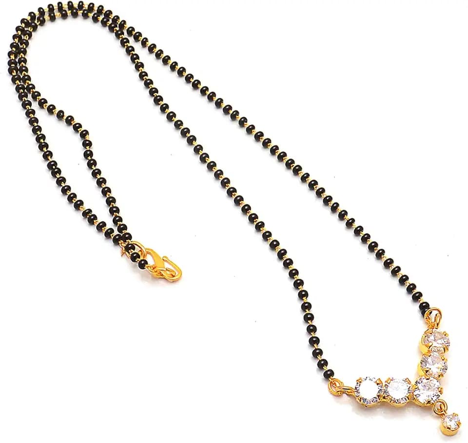 JewarHaat Indian Gold Plated Mangalsutra Ad Cz Stones Chain Pendant Fashion Jewelry for Women
