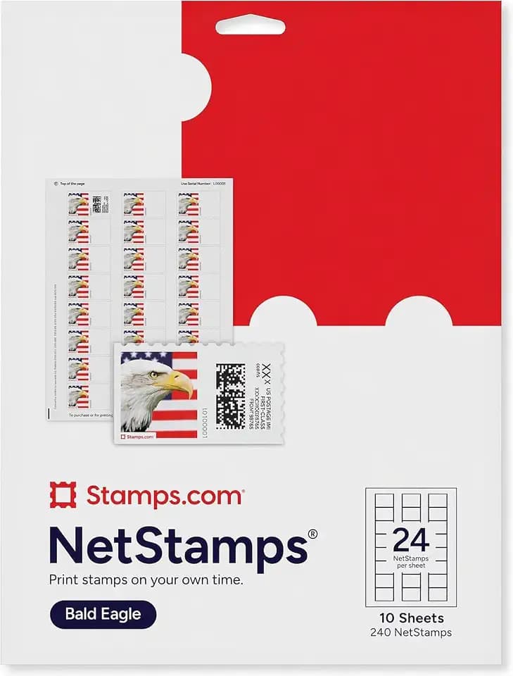 NetStamps Printable Postage Labels, Bald Eagle, 10 Sheets, 240 Labels