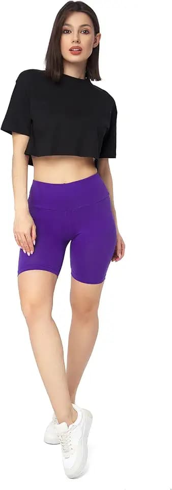 SOFTSAIL Leggings Damen Radlerhose Aus Baumwolle High Waist Bauchkontrolle Yoga Gym Sporthose Damen Kurz Figurformend Atmungsaktiv Elastisch