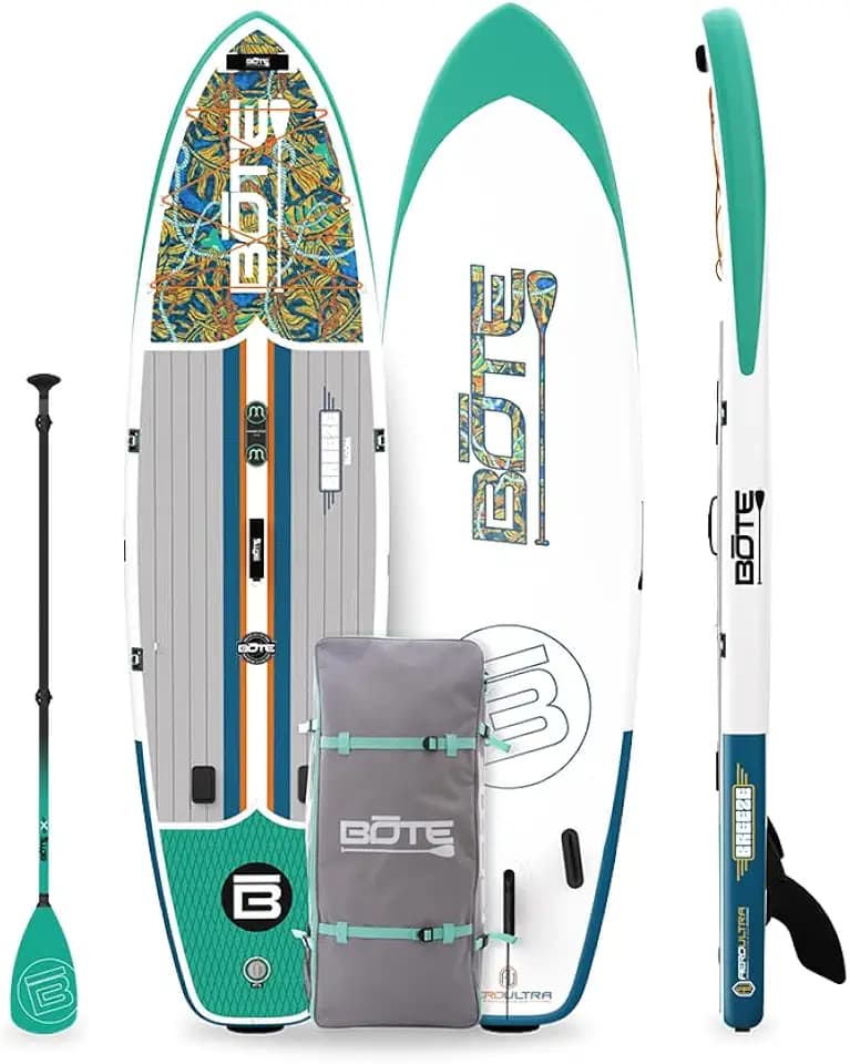 BOTE 10' FT 6" Breeze Aero Inflatable Stand Up Paddle Board, MAGNEPod Compatible Blow Up iSUP Great for Adults Kids Family Travel Friendly Multiple Sizes Color Options