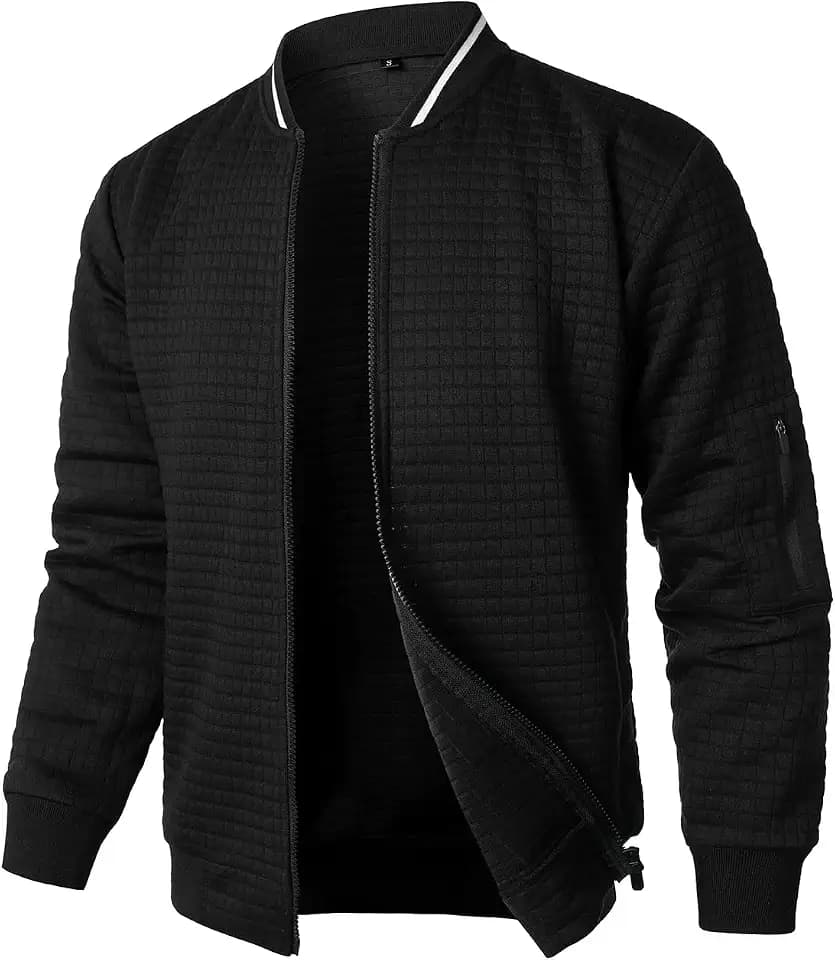 HOOD CREW Leichte Herren-Bomberjacke mit Reißverschluss, lässiger Windbreaker, Sport, Varsity-Jacke