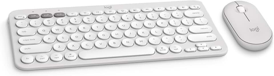 Logitech Pebble 2 Compact Wireless Keyboard and Mouse for Mac, iPad - White