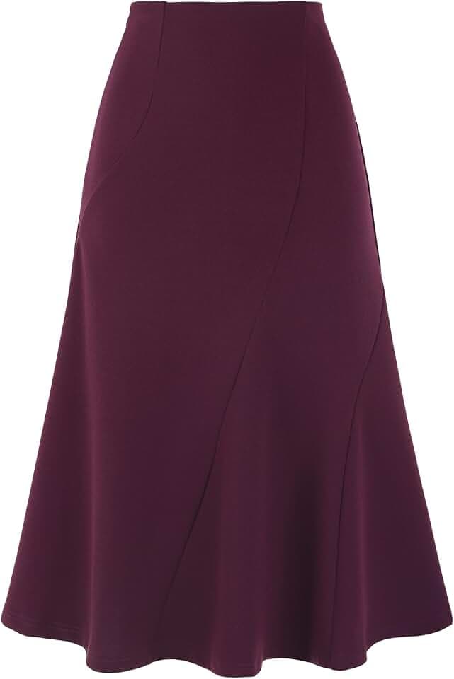 Allegra K Ausgestellte Röcke mit hoher Taille für Damen der 1950er Jahre, einfarbig, Business-Casual-Midirock