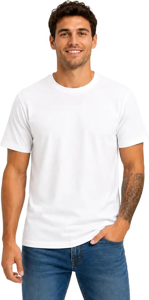Men’s 100% Cotton Crew Neck T-Shirt, Regular Fit Tee