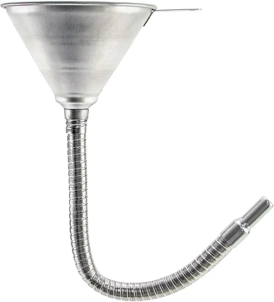 QWORK 5.5'' / 140mm Metall Trichter, Trichter Kraftstofftrichter Mit Filter für alle Öle, Wasser, Dieselkraftstoffe und andere Flüssigkeiten für Ölzusatzfüller Öltrichter Einfüllhilfe, Länge 370mm