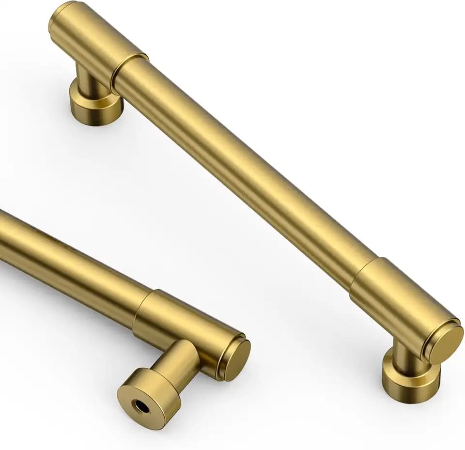 Asidrama Vibrant Brushed Moderne Brass Cabinet Pulls,5 Inch,10 Pack