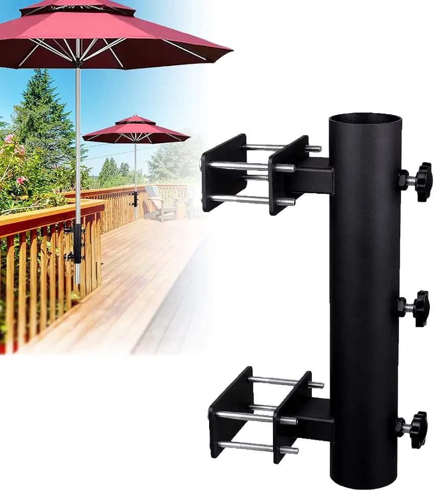 Strapazierfähiger Sonnenschirmhalter, Terrassen-Schirmständer, Schirmständer, Bank, Buddy, Schirmhalter, fester Clip, Schirmklemme für Deck, Geländer, Strand, Innenhof, Boote, Heckklappen