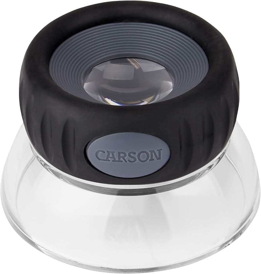 Carson LumiLoupe Plus 10,5x Standlupe mit verstellbarem Fokus und Acrylsockel (LO-10), Schwarz