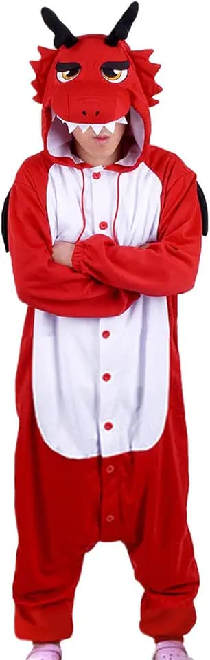 WOTOGOLD Animal Cosplay Costume Red Dragon Unisex Adult Pajamas