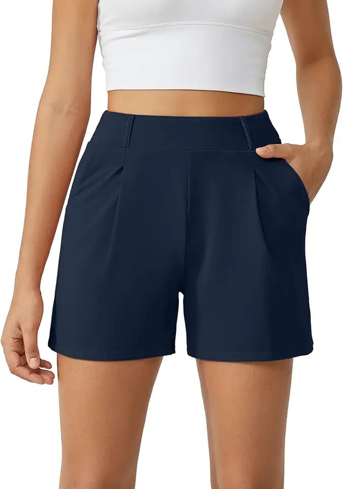 G4Free Shorts Damen mit Taschen Sommer Sporthose Hohe Taille Kurze Hose Weite Bein Gym Shorts Elegantes Laufen Kurzhose