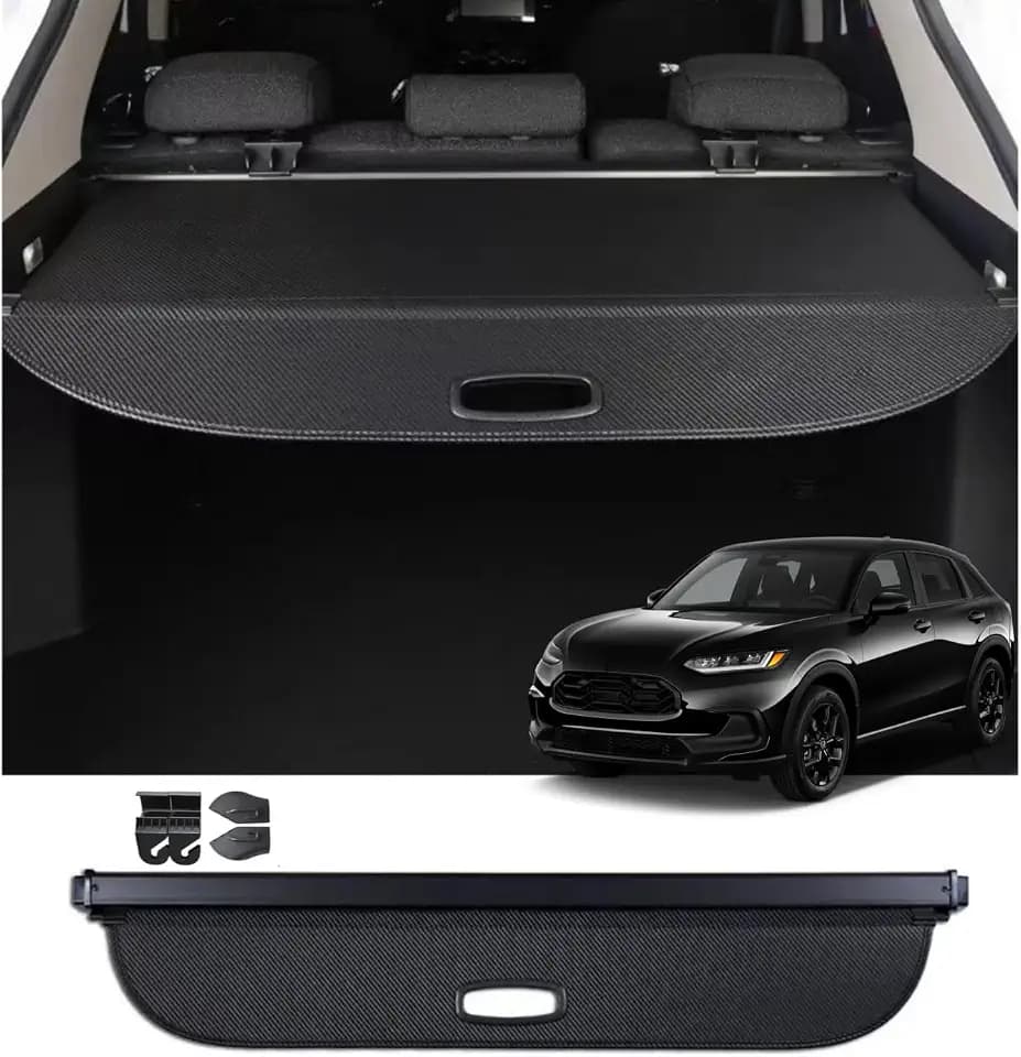 Retractable Cargo Cover Compatible with Honda HRV HR-V 2023-2027, Rear Privacy Screen Car Storage Trunk Luggage Tonneau Security Shade (Install 2 Brackets on Headrest Back)