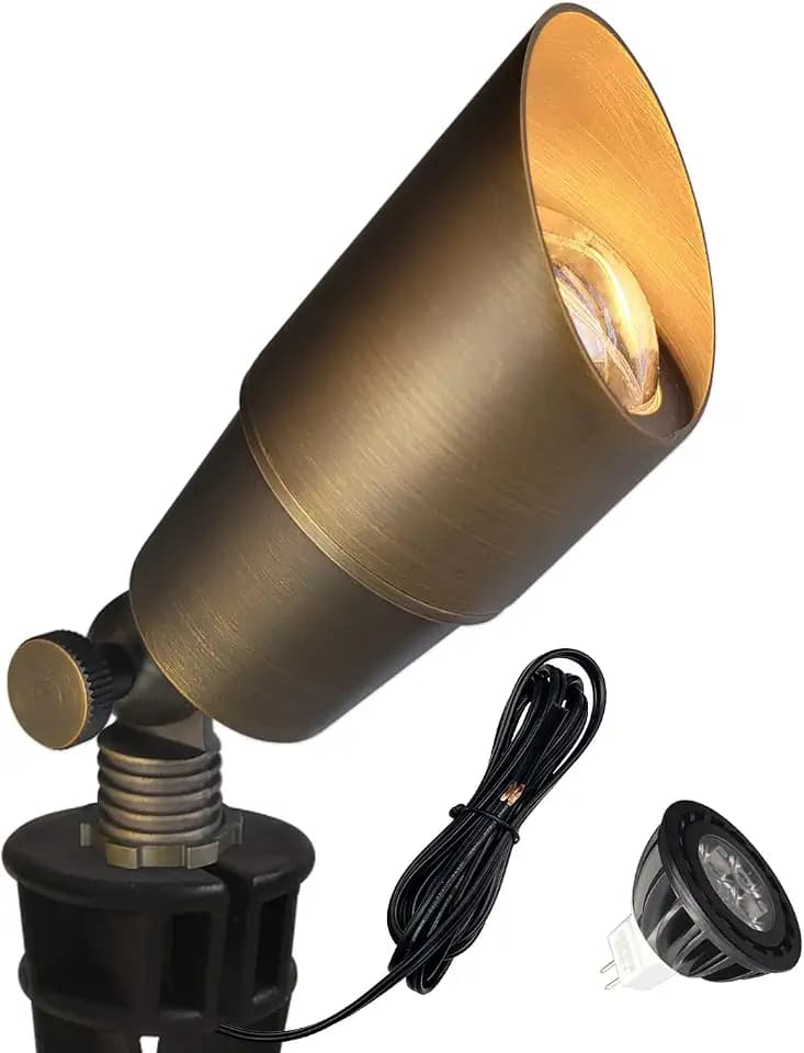COLOER Solid Brass Landscape Spotlights 1 Pack with 5W MR16 (101B Bronze)
