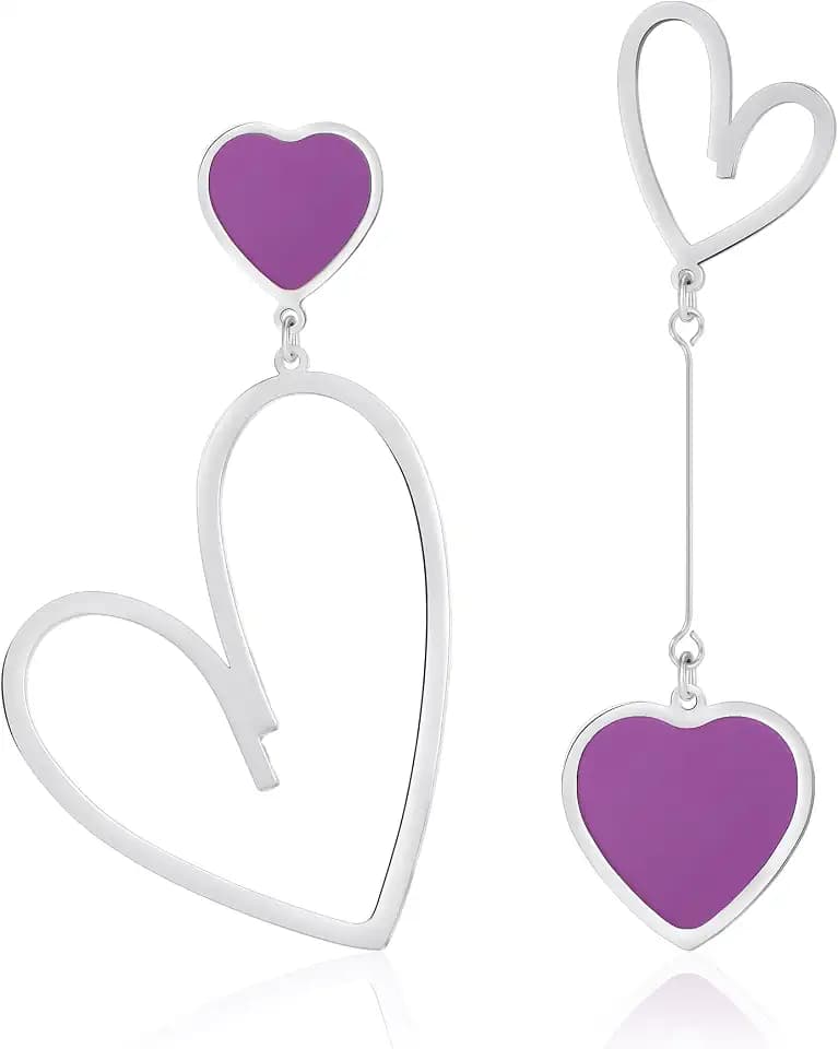 Linawe Mismatched Heart Dangle Earrings for Women Trendy