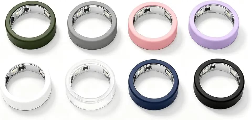 8 Pack Ring Cover Compatible with Oura Ring 5, Ultra-Thin Silicone Ring Protector Case, Soft Comfortable Anti-Scratch Ring Guard, Lightweight Daily & Fitness Protection