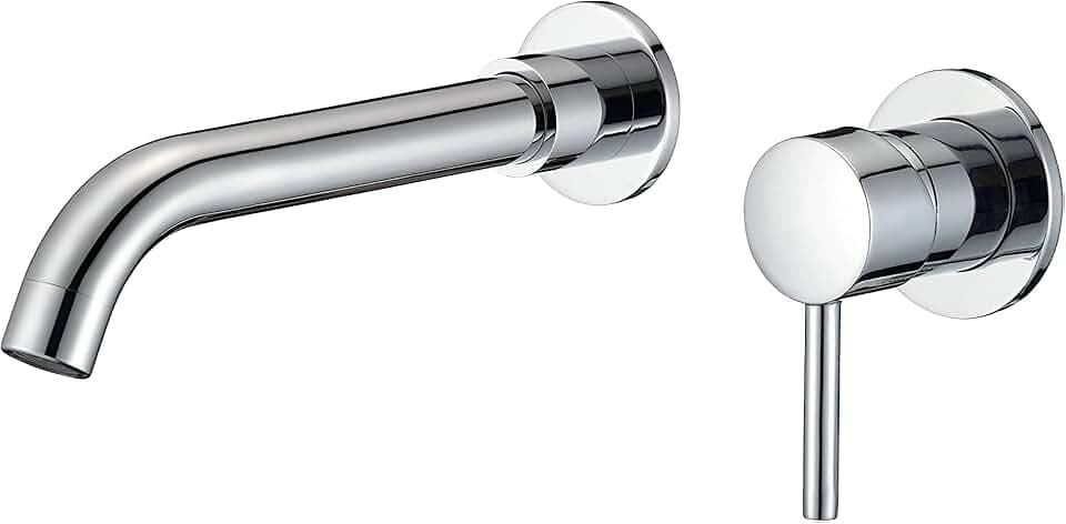 VALAZ Wasserhahn Bad Unterputz Chrom | Einhebelmischer Waschbecken, Warm und Kaltwassermischer, Wassersparer | Schnelle Installation | Brass, Stainless, Auslauf 21cm, Guadiana-serie