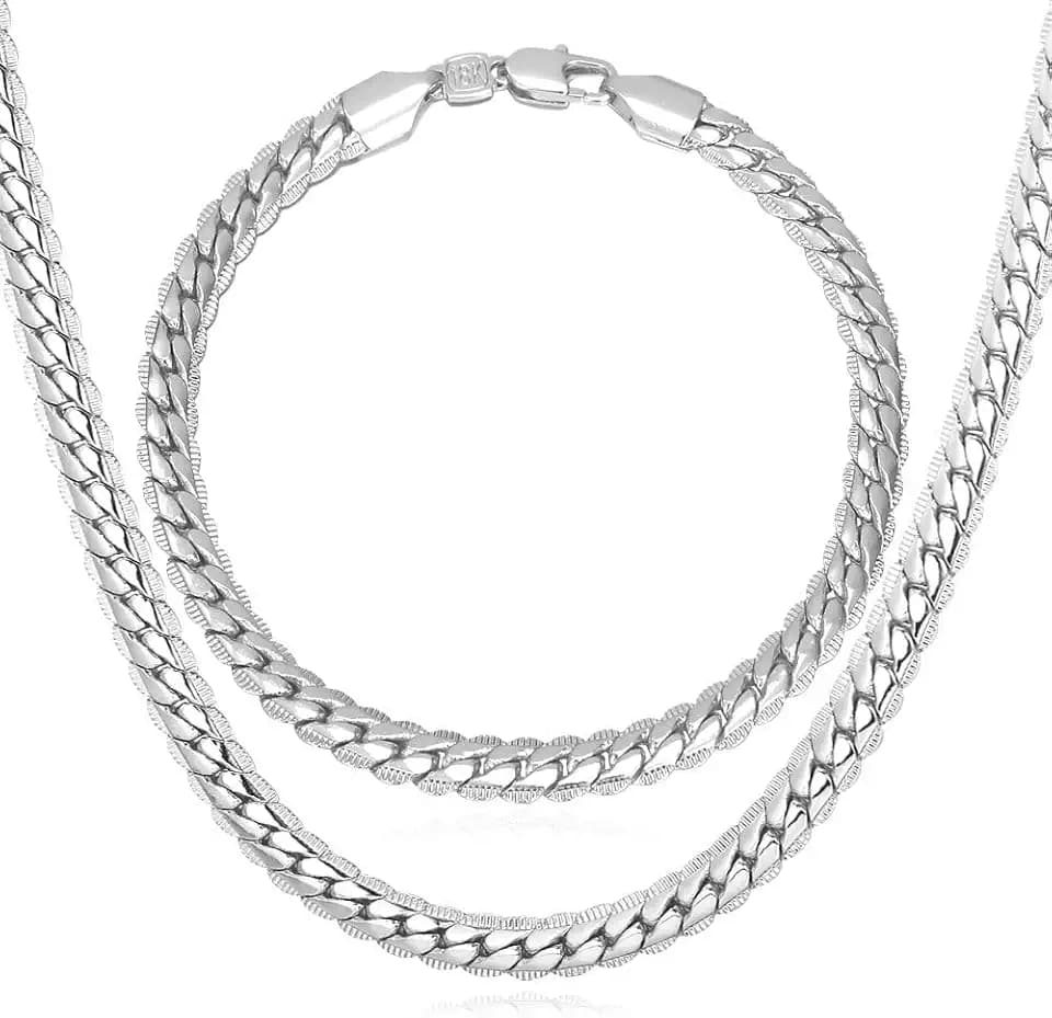 U7 Men Stainless Steel Necklace Cuban Link Chain, Flat Curb Chain Necklaces Unisex, Silver/Black/Gold Plated Chunky Hip Hop Neck Chain, 6mm/9mm Width, 18-32 Inches Length Jewelry for Mens Women