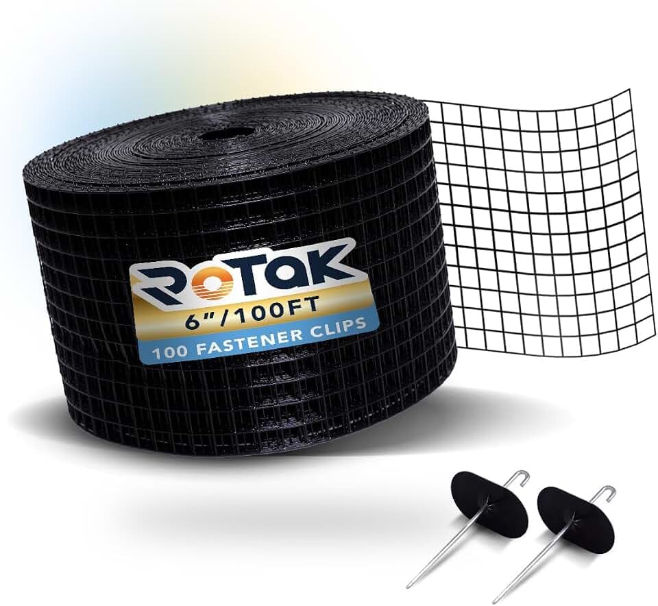 Rotak Critter Guard, 6"x100' Solar Panel Bird Prevention Roll Kit+100 Clips