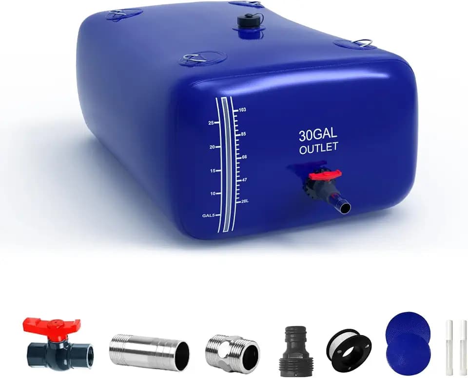 30 Gallon Water Bladder, 1000D PVC Foldable Portable Water Tank, Blue Large Capacity Water Bag Container for Camping, Garden, Agricultural Irrigation, Drought Resistance, Emergency Supply
